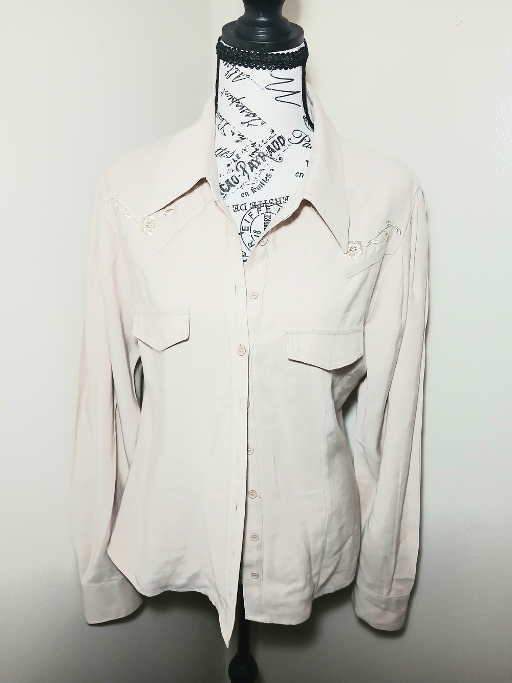 Astr Blush Pink Embroidered Button-Up